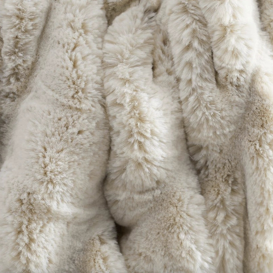 SOFT RUCHED FAUX FUR THROW-MULTIPLE COLORS