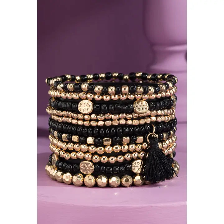12 LAYERED BEAD STRETCH BRACELET SET