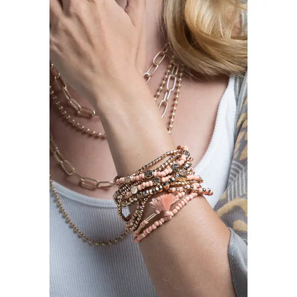12 LAYERED BEAD STRETCH BRACELET SET