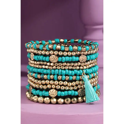 12 LAYERED BEAD STRETCH BRACELET SET