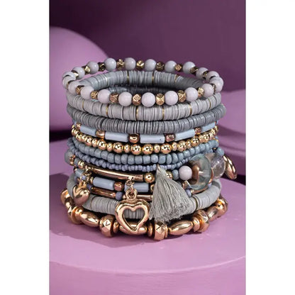 12 LAYERED BEAD STRETCH BRACELET SET