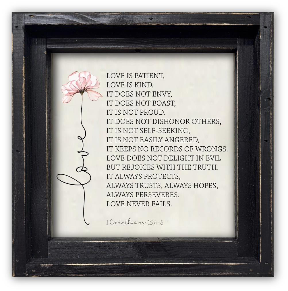 FRAMED CANVAS LOVE CORINTHIANS PINK FLOWER