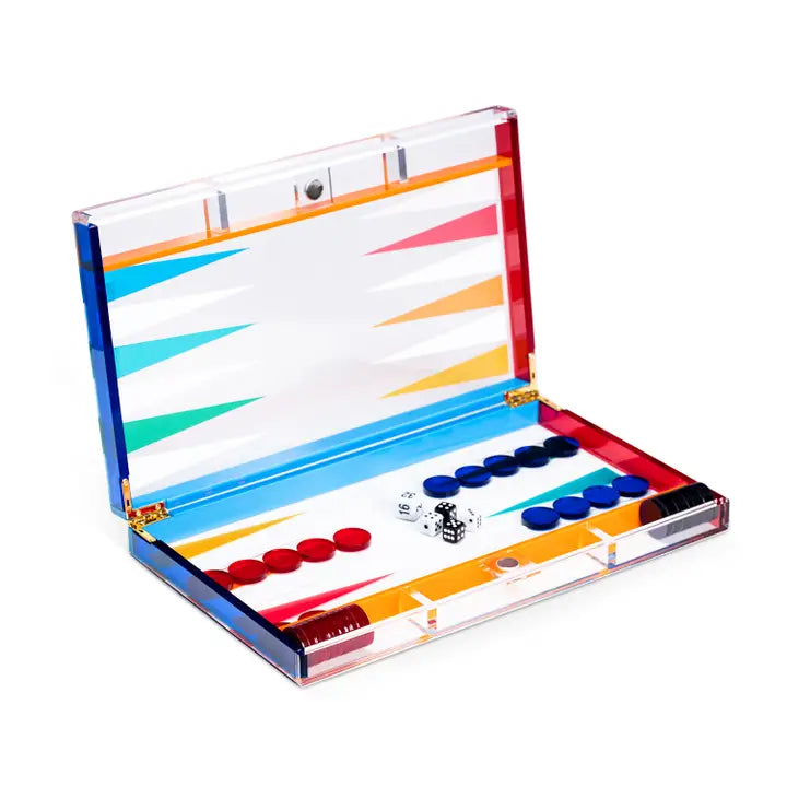 ACRYLIC BACKGAMMON SET-MULTICOLOR