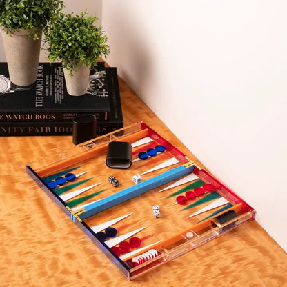 ACRYLIC BACKGAMMON SET-MULTICOLOR