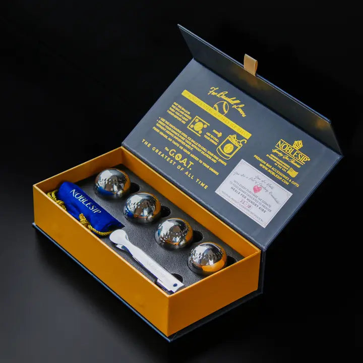 WHISKEY STEEL ICE BALLS-AVAILABLE IN GOLF, BASEBALL, &amp; BASKETBALL