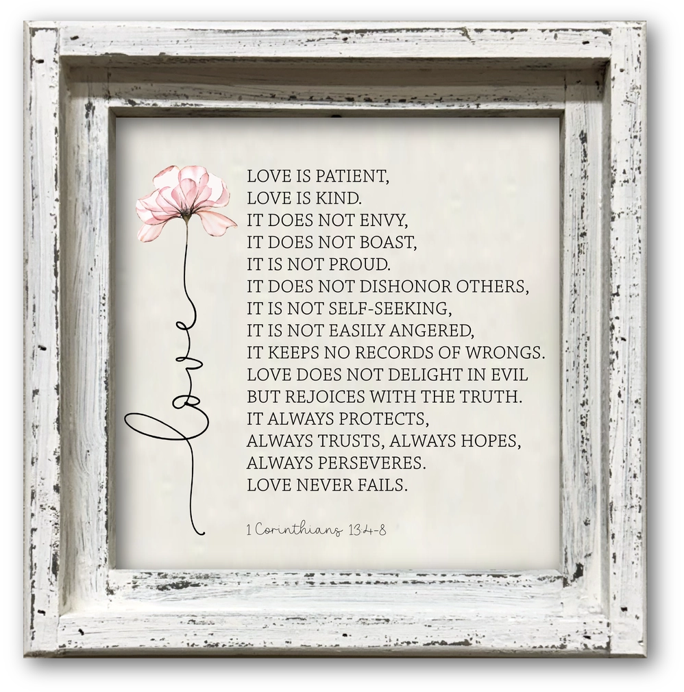 FRAMED CANVAS LOVE CORINTHIANS PINK FLOWER
