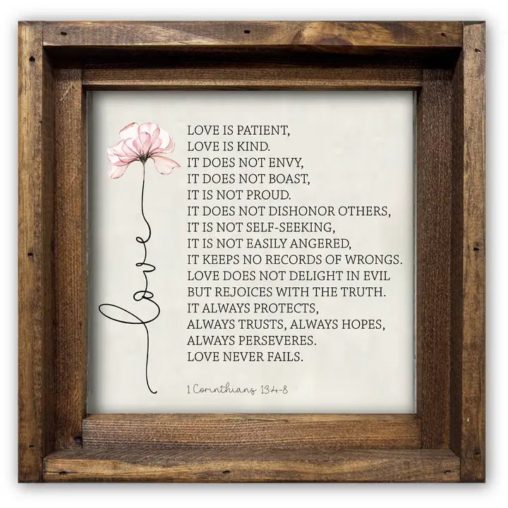 FRAMED CANVAS LOVE CORINTHIANS PINK FLOWER