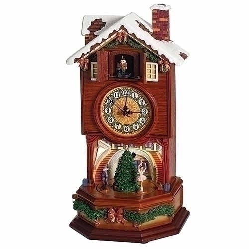 LIGHTED MUSIC CLOCK ROTATING NUTCRACKER SCENE