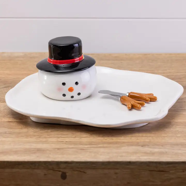 9.5&quot; CHRISTMAS MELTED SNOWMAN PLATE SPREADER