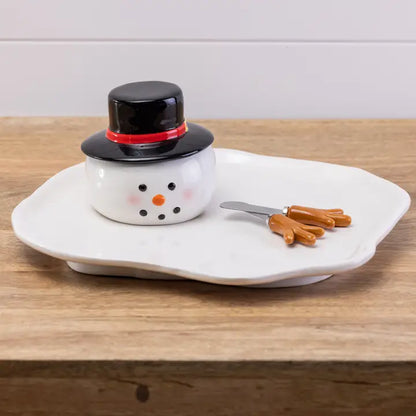 9.5&quot; CHRISTMAS MELTED SNOWMAN PLATE SPREADER